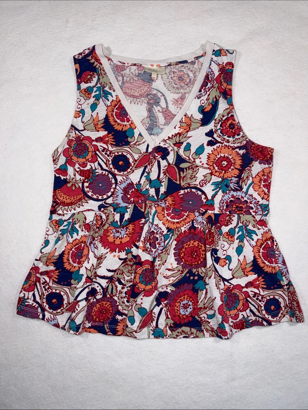 Anthropologie Floral V-Neck Tank - White, Navy, Coral, Teal